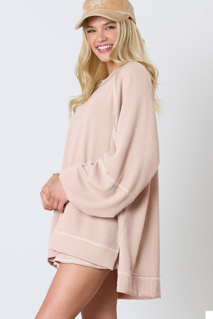 Jet Stream Corded Lantern Sleeve Top High Waist Ruffled Mini Skort Set