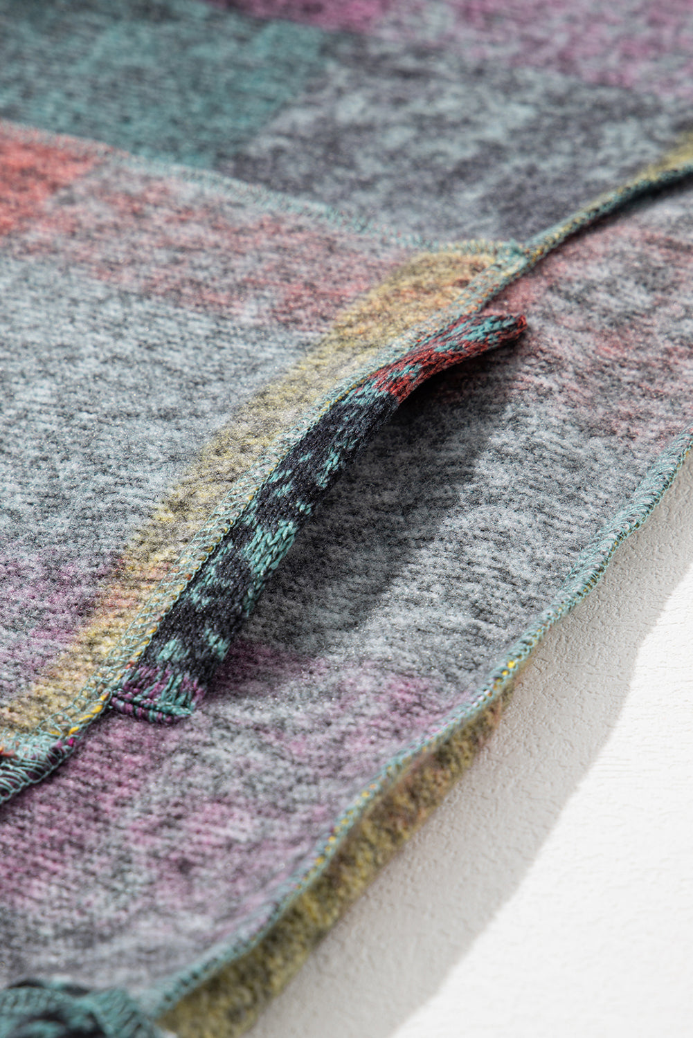 Multicolor Brushed Plaid Buttoned Pullover Oversized Hoodie